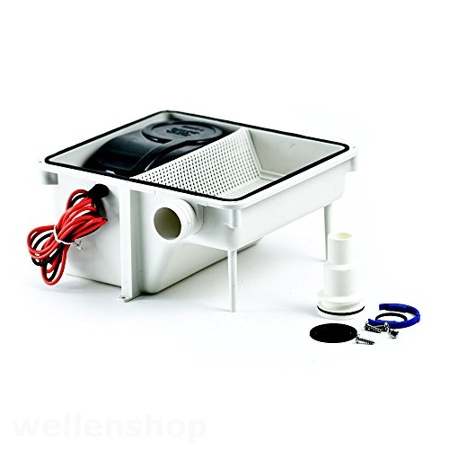 wellenshop Entwässerungssystem für Bootsdusche mit 12 Volt Abwasser-Pumpe 2255 l/h