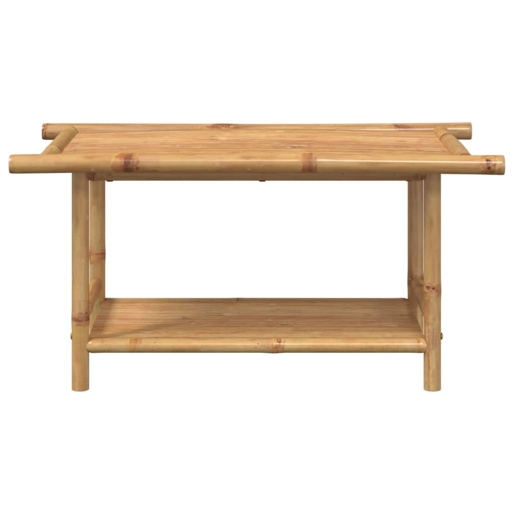 Mesa de Centro de Bambú con Almacenamiento, Mueble Auxiliar para Salón y Exterior, Mesa de Listones Ventilada para Interior y Terraza, Superficie Robusta y Material Duradero