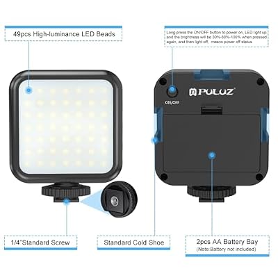 PULUZ U/C Shape Video Action Stabilizing Handle Grip Handheld Stabilizer Kit with Phone Clamp + LED Studio Light for Canon Sony Nikon Cameras and Home DV Camera Smartphones