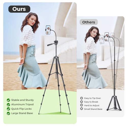 Aureday XX-FR640BK Phone Tripod, 82 Inch Tripod For Iphone With Flexible Gooseneck, Wireless Remote And Phone Holder, Extendable Cell Phone&Camera Tripod Stand thumb #4