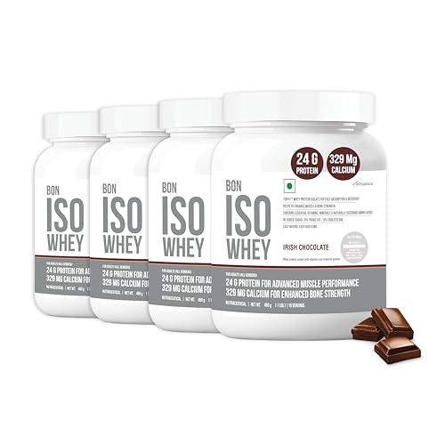 Image of 100% Protein Isolate, Irish Chocolate | 1.8kg, 60 Servings in Pack of 4 | Muscle Strength and Bone Health | 24g Protein, 329 mg Calcium, 5.5g BCAA, Essential Vitamins, Minerals | For All Gender | Athletes, Sports, Fitness Enthusiasts