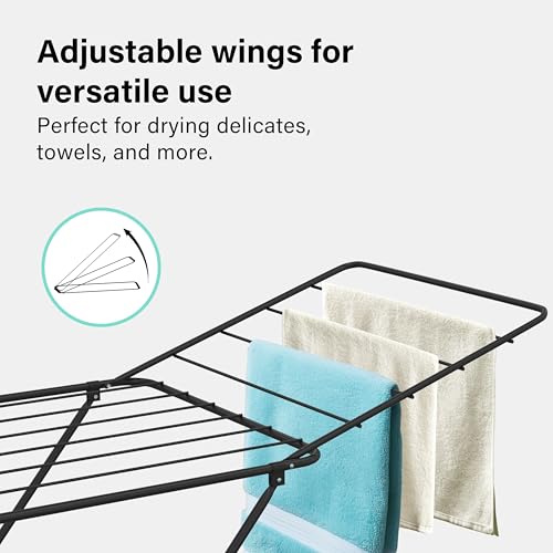 Clothes Airer Drying Rack Winged Drying 18M Length Drying Line Indoor Outdoor Laundry Washing ,Metal Foldable Laundry Drying Horse Rack,Clothes Dryer Rack for Indoor & Outdoor 182x50x100cm - Image 7