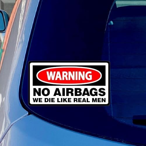 2 Pack Warning No Airbags Funny Car Sticker Decal – 5" x 3" Vinyl Window or Bumper Sticker for Car, Truck, SUV image 4