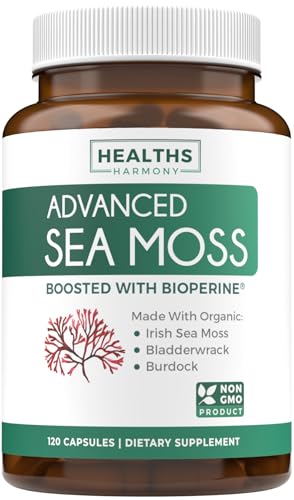 Organic Irish Sea Moss Capsules with Bladderwrack & Burdock (120 ct)