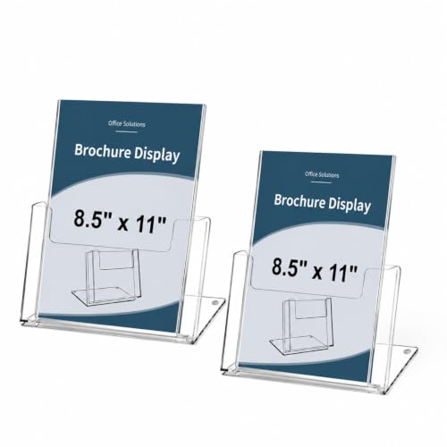 Threehoney 2 Pcs Clear Acrylic Postcard Holder 8.5 x 11 In Brochure Rack
