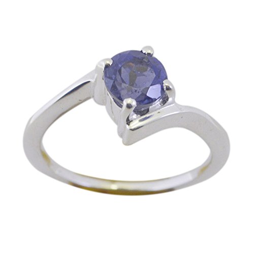Bague en argent iolite 925 en forme ronde de taille H à Z pour femme