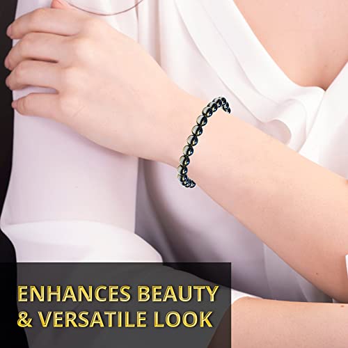 Image of ANAYA AGATE Healing Crystal Bracelet for Women and Men - 8mm Round Beaded Bracelet for Men and Women - Unisex Stretchy Gemstone Bracelet for Healing and Protection