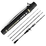 EOW Travel Casting Fishing Rod, 4 Piece Real 24T Carbon Fiber Fishing Pole with Case, Portable...