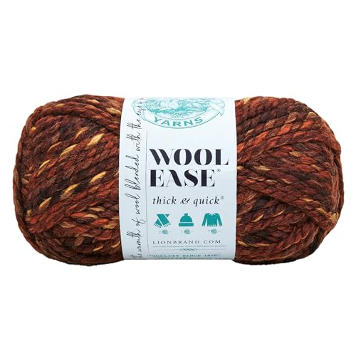 Image of Lion Brand Yarn Wool-Ease Thick & Quick Yarn, Soft and Bulky Yarn for Knitting, Crocheting, and Crafting, 1 Skein, Sequoia | Super Bulky Wool Acrylic Blend Fiber for Soft Hats, Sweaters, Chunky Blankets, Yarn for Crochet, Knitting, Crafts, Weaving