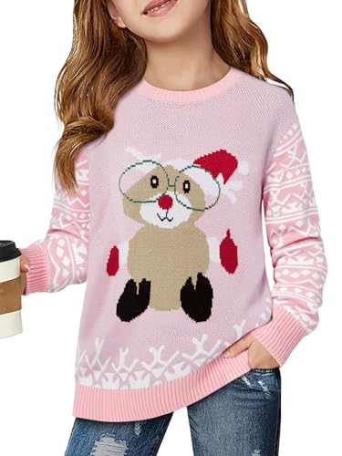 Pull de Noël à manches longues idéal comme cadeau d'hiver pour jeune fille