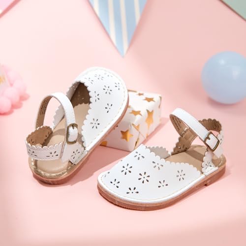 Image of Kolan Toddler Girl Sandals Open Toe Flat Princess Dress Shoes Little Kids