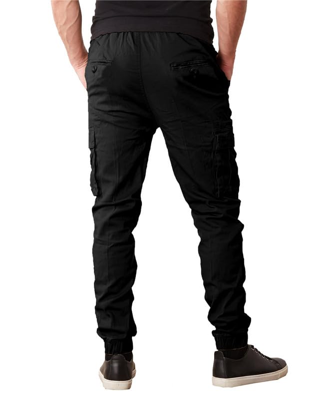 Galaxy by Harvic Men's Slim Fit Stretch Cargo Jogger Pants (Black, Large)2
