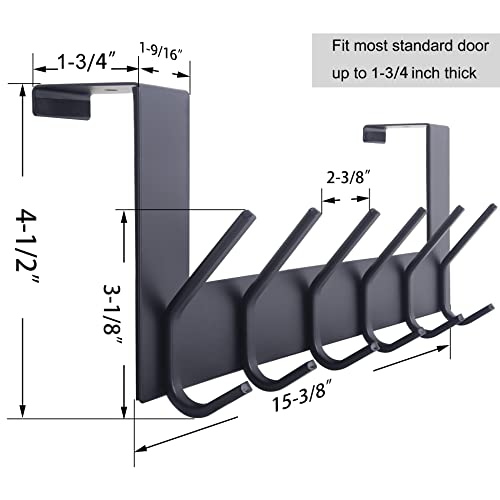 WEBI Over The Door Hook Door Hanger:Over The Door Towel Rack with 6 Coat Hooks for Hanging,Door Coat Hanger Towel Hanger Over Door Coat Rack for Towels,Clothes,Back of Bathroom,Black - 2