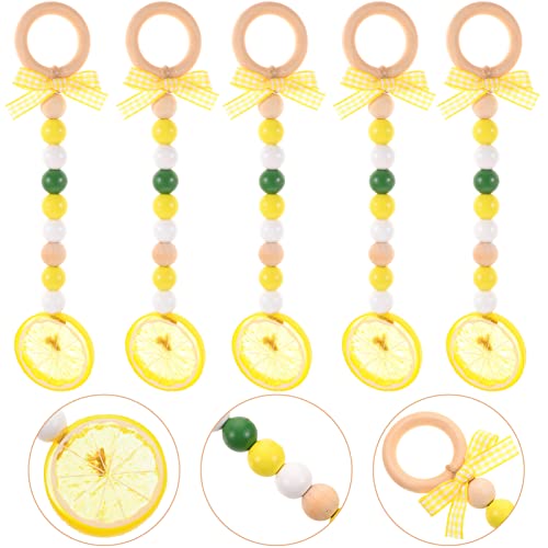 Dechous Oranges 5Pcs Wood Bead Wall Hanging Decorations Farmhouse Beads With Lemon Slice Decor Rustic Country Decor Orange Christmas Ornaments Brie #TOP1