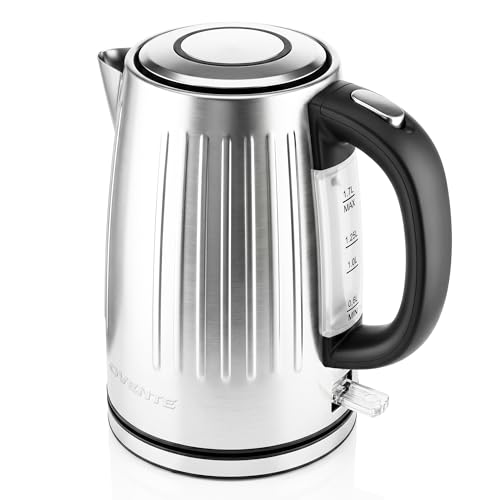 Image of OVENTE 1.7L Stainless Steel Electric Kettle, 1750W Power, Silver KS711S | Fast Boiling Heater, BPA Free, Cordless Body Design, Auto Shut-Off, Boil-Dry Protection, Indicator Light and Removable Filter