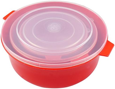 G2H M.WAVE DISHES WITH LIDS 3 SET, Red
