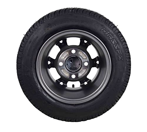 MASSFX 205/50-10 Golf Cart Turf Tire & Gun Metal Wheel Kit A240 10x7 4/101.6 (2 Pack)