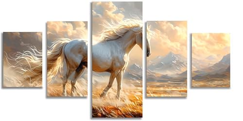 Diamond painting cheval grand format contre le stress avec broderie diamant blanc 125x63cm