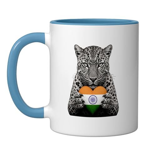 India Flag Heart Pride Country Heritage Leopard Indian Ceramic Mug,