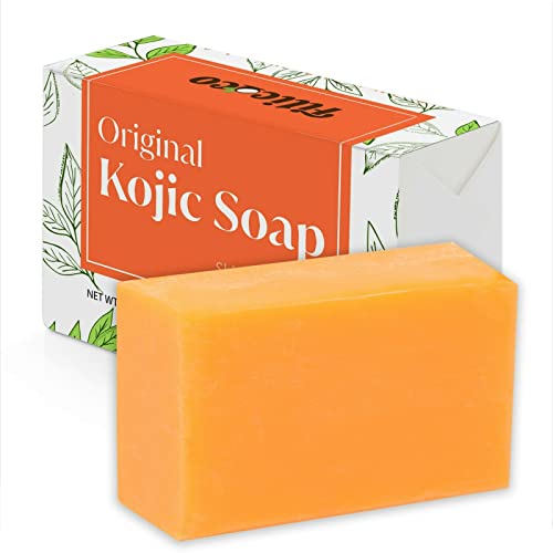Pure Kojic Acid Vitamin C and Retinol Skin Brightening Soap for Glowing & Radiance Skin, Dark Spots, Rejuvenate, Uneven Skin Tone Maximum Strength, Original Philippines Complex for Dark Spots, Hyaluronic Acid, SLS-free, Paraben-free - Dermatologist T