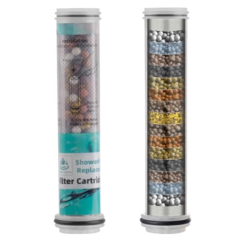 Filtre de douche anti chlore Hibbent 2 rechanges de pommeau pour eau calcaire - 2