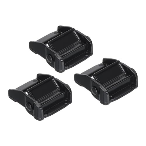 PATIKIL Cam Buckle, 3 Pack Metal Press Lock Fasteners 1.94" for 1-1/4" 32mm Tie Down Webbing Strap, Black