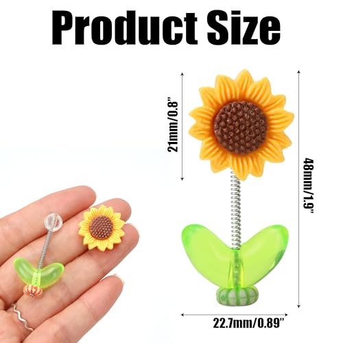 Image of 10 pcs Sunny Vibe Sunflower Ornaments for Car Bobbleheads Accessories Dashboard Decoration - Hippie Cute Funny Natural Shaking Mini Sunflower Plant with Paste DIY Decor Helmet Hairclip Head Mirror