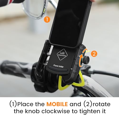 Image of GRAND PITSTOP Mobile Holder for Bikes | (Black - Jaw Grip 360 Rotation) | Phone Mount for Motorcycle, Bicycle, Scooter | GPS Navigation Support | Anti-Slip Clamp | Sturdy Build