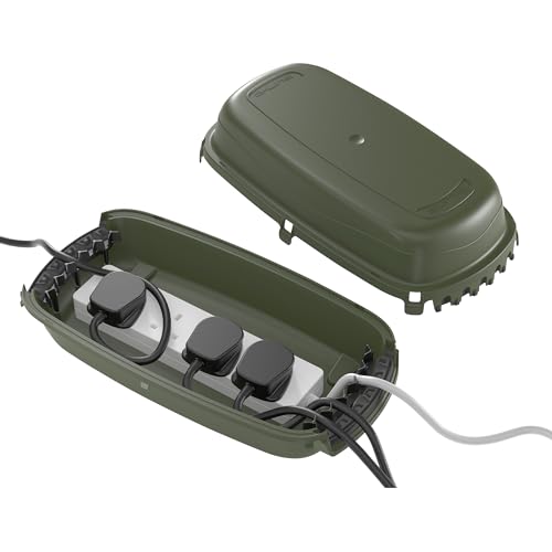 Image of D-Line Outdoor Cable Management Box, IP54, Contain Extension Blocks Outdoors, Weatherproof, Electrical Outlet Box - Green