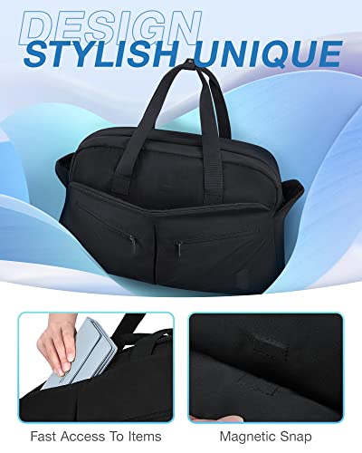 BAGSMART 45L Carry-On Duffel Bag for Travel, Weekender Overnight Bag with Toiletry and Shoe Compartments, Gym Bag in Black3