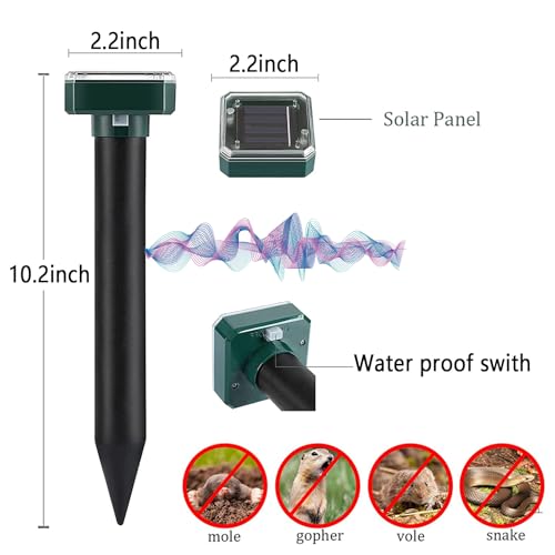 Mole Repellent Solar Powered -10 Packs Snake Repellent Ultrasonic Vole Snake Repeller for Lawns and Yards Waterproof Outdoor Gopher Repeller Effective for Garden - Thumbnail 2