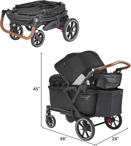 Image of Larktale Adjustable Stroller, 2 Seater Kids Wagon, 120 Pound Capacity, Sprout V2, Black