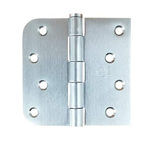 Stainless Steel Hinge, 4 Inch with Square 5/8 Inch Radius, Reversible with Removable Pin, Highly Rust Resistant, 2 Pack