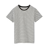 無印良品 婦人 天竺編みクルーネック半袖Tシャツ レディース BB2SBA6S 黒ボーダー L