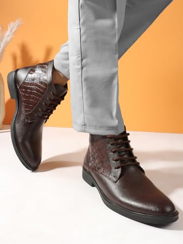 Image of Carlton London Men's Ankle Height Comfortable Lace-Up Round Boot