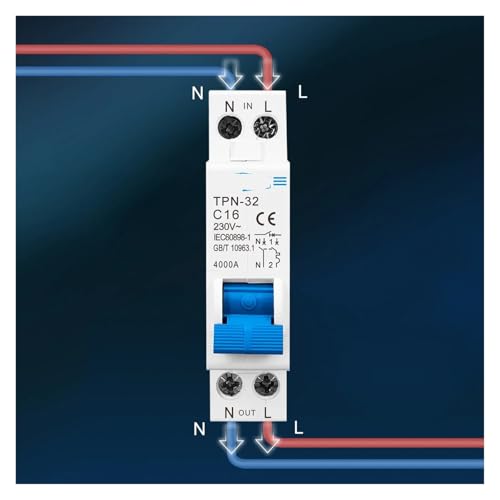 Interruptor de aire TPN 1P+N interruptor magnetotérmico riel DIN 25A 18mm 3