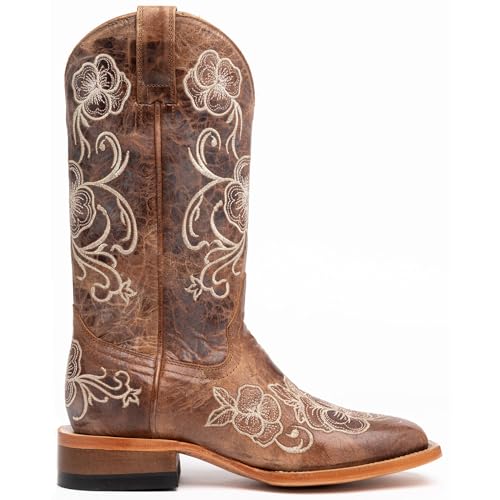 STALOV Cowboy Boots for Women Embroidered Mid Calf Chunky Pull-On Fashion Cowgirl Boot3