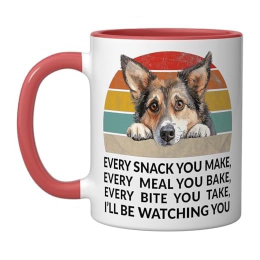 Retro I'll be watching You Funny Norwegian Lundehund Dog Ceramic Mug, Red/White