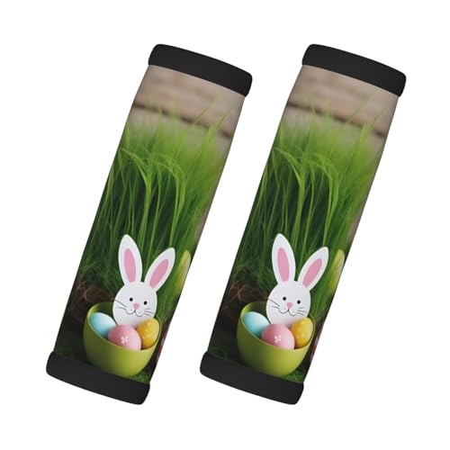 Envolturas de mango de equipaje de madera de conejo de Pascua con mango de neopreno suave, identificador de equipaje desmontable para equipaje