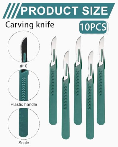 TPZORJX 10 Stücke Einweg Kunststoff Chirurgische Skalpellmesser, Einweg Skalpell Klinge, Sterilisierte Einweg Skalpelle mit Schutzkappe, einzeln verpackte Skalpelle