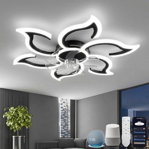 Ventilo plafond avec lumière télécommandé et plafonnier ventilateur connecté Alexa