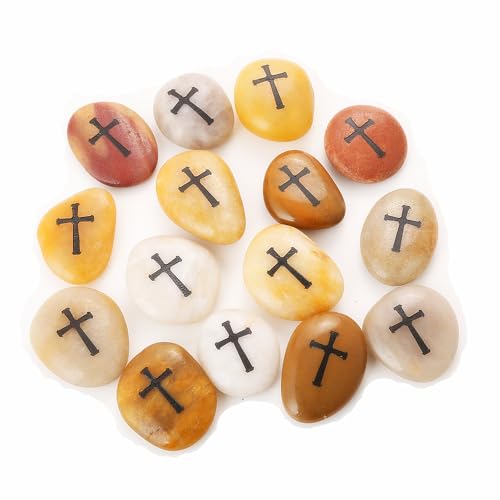 24PCS CROSS RockImpact Engraved Inspirational Stones, Sentimental Gifts, Blessing Motivational Treat