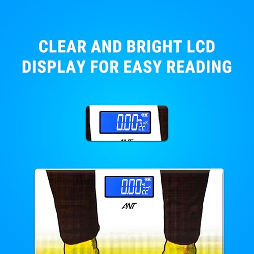 Image of ANT Flora Sports Digital Bathroom Weighing Scale, 180 kg Capacity, High Precision Sensors, Wide LCD Display, 5 mm Tempered Glass Body Weight Machine for Home & Gym with 30 Months Warranty