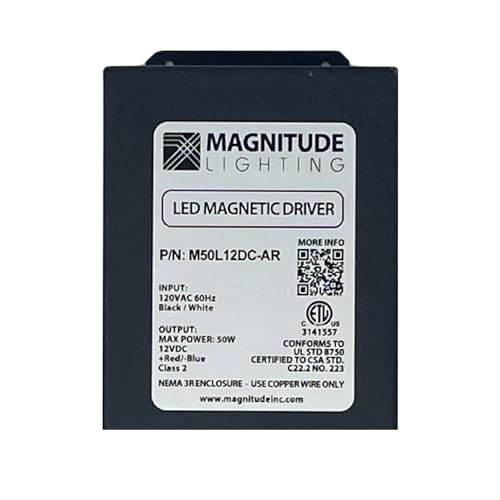 Image of 12V Magnitude Magnetic Dimmable LED Driver Transformer Hardwired Under Cabinet Lighting 50 Watt - Inspired LED