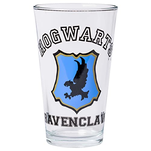 Image of Silver Buffalo Harry Potter Hogwarts Varsity Crests 4-Pack Pint Glass Set, 16 Ounces