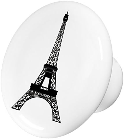 Set of 2 Black Eiffel Tower Ceramic Cabinet Drawer Knob