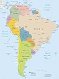 ART.COM Wall Art Print South America-Highly Detailed Map by ekler, 12' x 16'