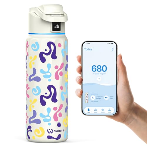 Image of WaterH BOOST Smart Water Bottle Tracker with Reminder to Drink Water, 32oz | Double Wall Vacuum Insulated Stainless Steel, BPA-Free, Leakproof, Wide Mouth for Office, Back to School Supplies