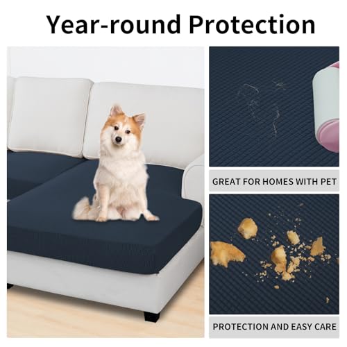 Image of Easy-Going Stretch 4 Pieces Couch Cushion Covers for Sectional Sofa L Shape