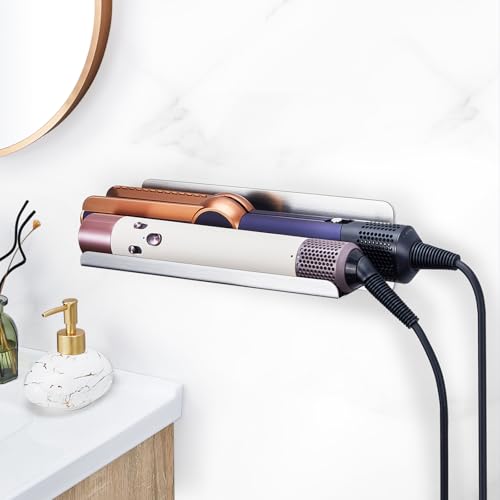 Porte Seche Cheveux Mural, Support Seche Cheveux Et Lisseur sans Perçage en Acier Inoxydable, Porte Sèche Cheveux, pour Armoires De Salle De Bain, Chambre À...